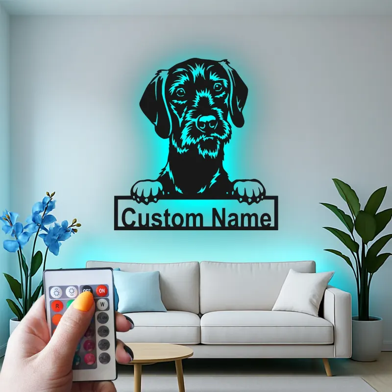 Cartel de metal LED personalizado de raza de perro, regalo para amantes de mascotas, decoración para sala de estar o entrada
