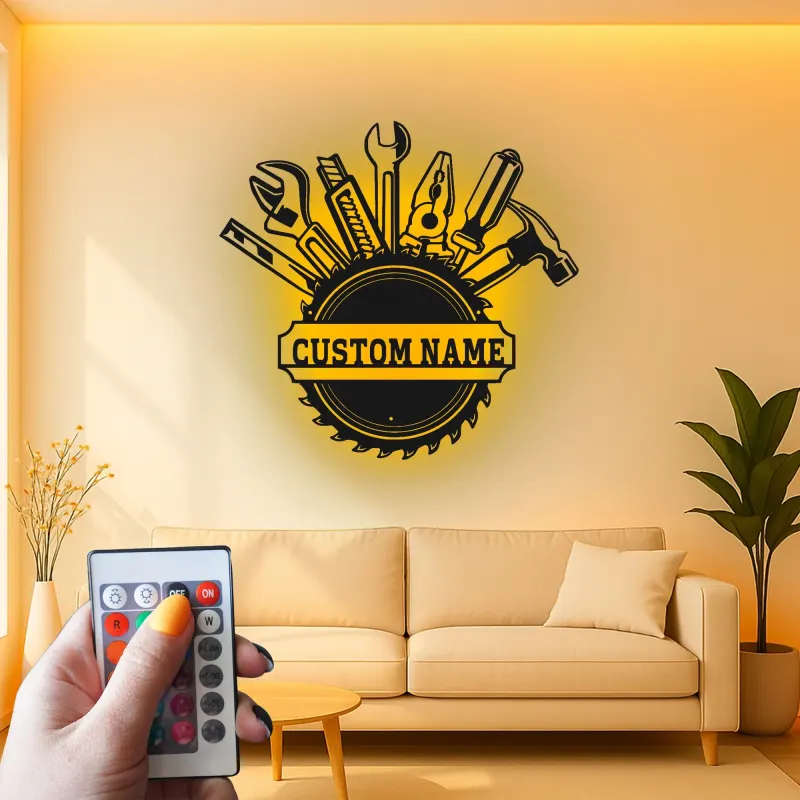Décoration murale en métal LED personnalisée pour bricoleur - Cadeau pour garage et atelier