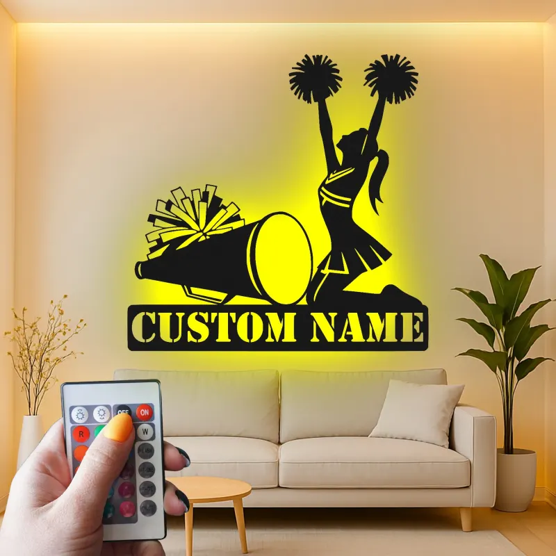 Insegna in metallo LED personalizzata per cheerleader - Regalo per atleti, decorazione per camera dei teenager o sport