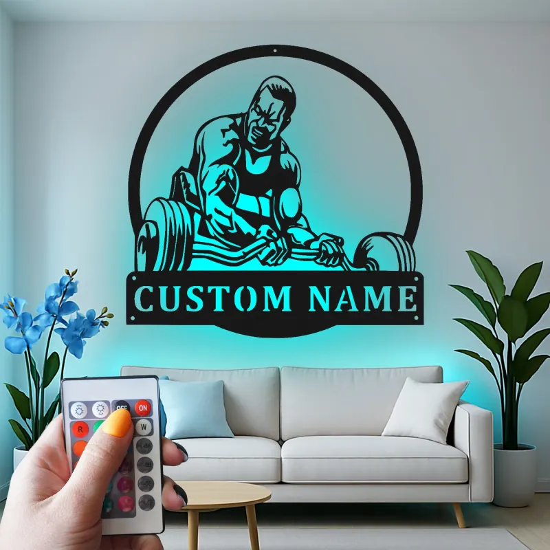 Insegna in metallo LED personalizzata per sollevatori di pesi, regalo per appassionati di palestra, decorazione per palestra domestica