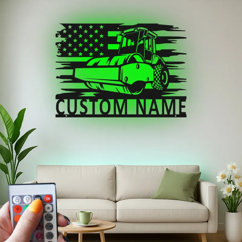 Panneau Métallique Routeur Personnalisé | Art LED de Construction Personnalisé | Cadeau pour Opérateur de Machinerie Lourde | Décoration de Garage Industrielle