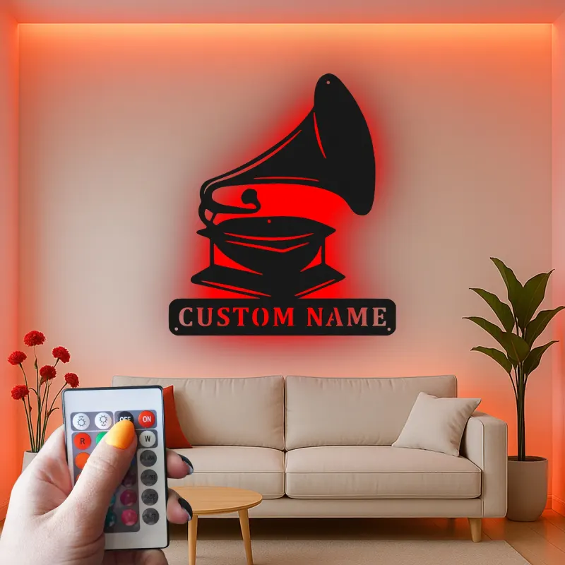 Insegna in metallo LED personalizzata per amante della musica, regalo in stile vintage per la casa 1