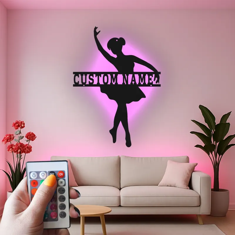 Cartel de metal LED de bailarina personalizado, regalo de danza para su decoración de dormitorio para amantes del ballet