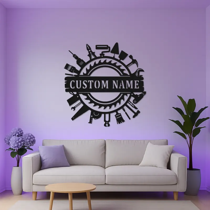 Custom Handyman Tools Sign | Personalized LED Metal Wall Art for Workshop or Garage | Carpenter & Craftsman Gift