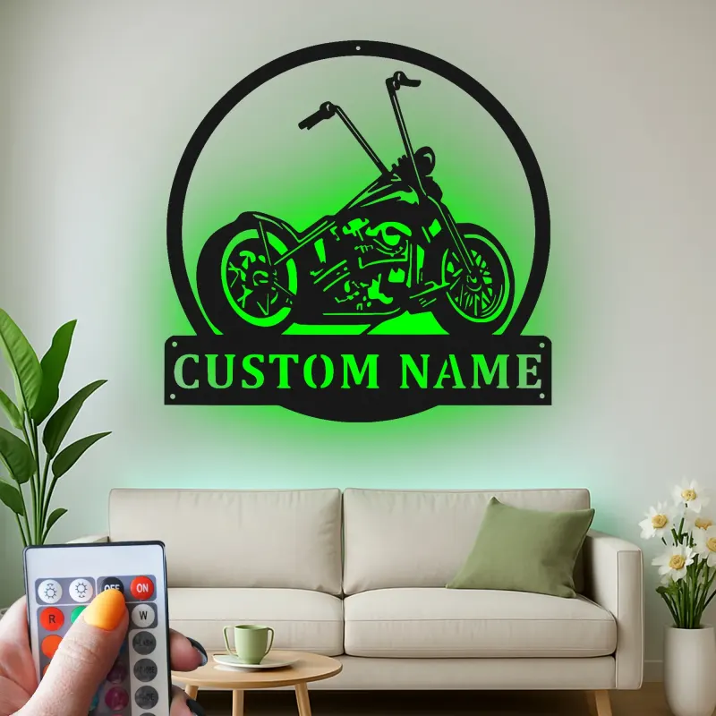 Insegna in metallo LED personalizzata per motociclisti, regalo per lui, decorazione per garage o man cave 1
