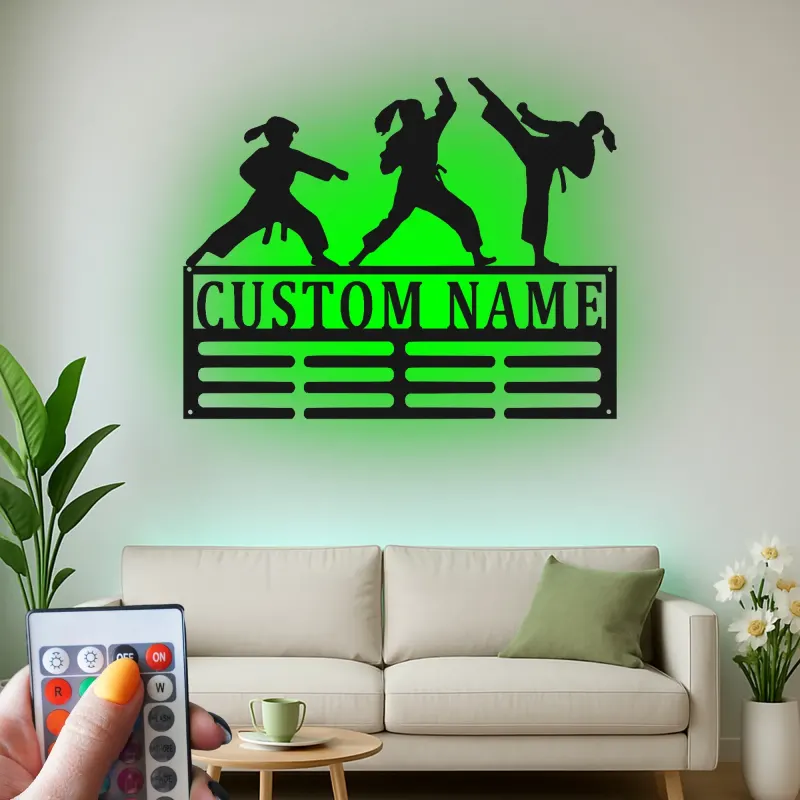 Personalized Martial Arts Metal Sign | Custom Karate LED Wall Art | Dojo & Gym Decor | Martial Artist Gift