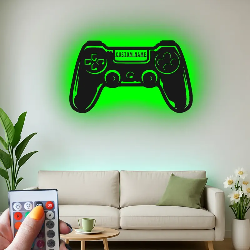 Gamer-Tag LED-Schild | Individuelle Controller Metall-Wandkunst | Personalisierte Gaming-Raum-Dekoration | Teen Geschenk