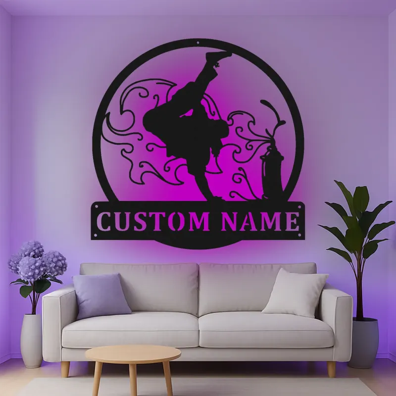 Insegna in metallo personalizzata con LED Breakdancer - Regalo per ballerini, decorazione per camera da letto o studio di danza