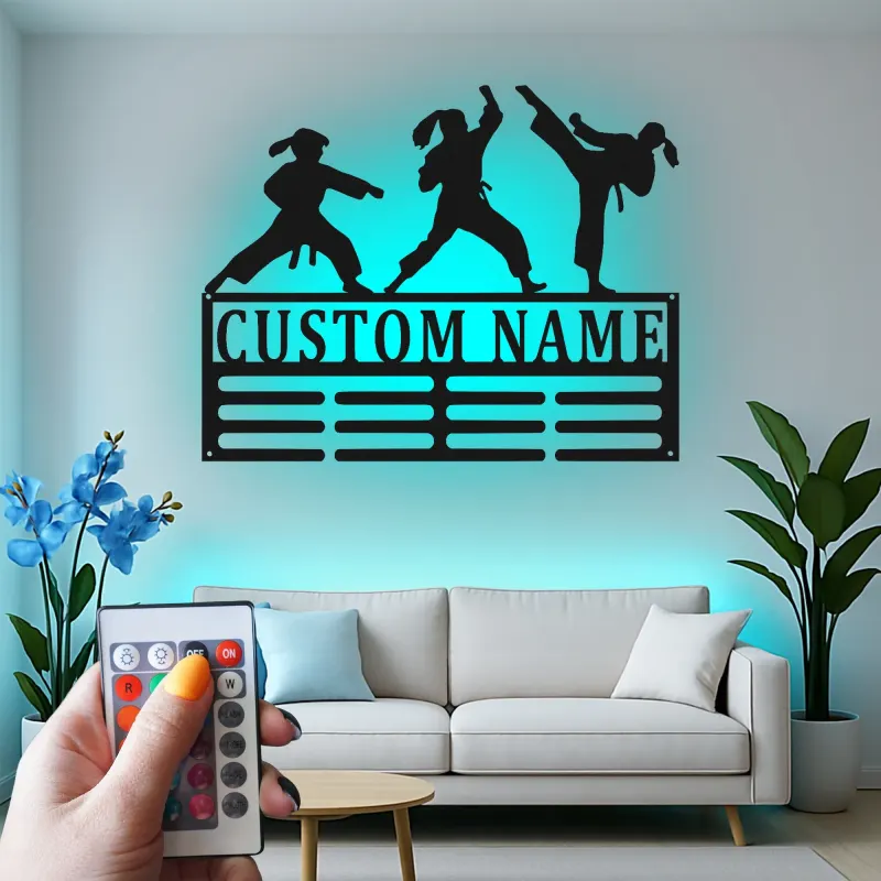 Personalized Martial Arts Metal Sign | Custom Karate LED Wall Art | Dojo & Gym Decor | Martial Artist Gift