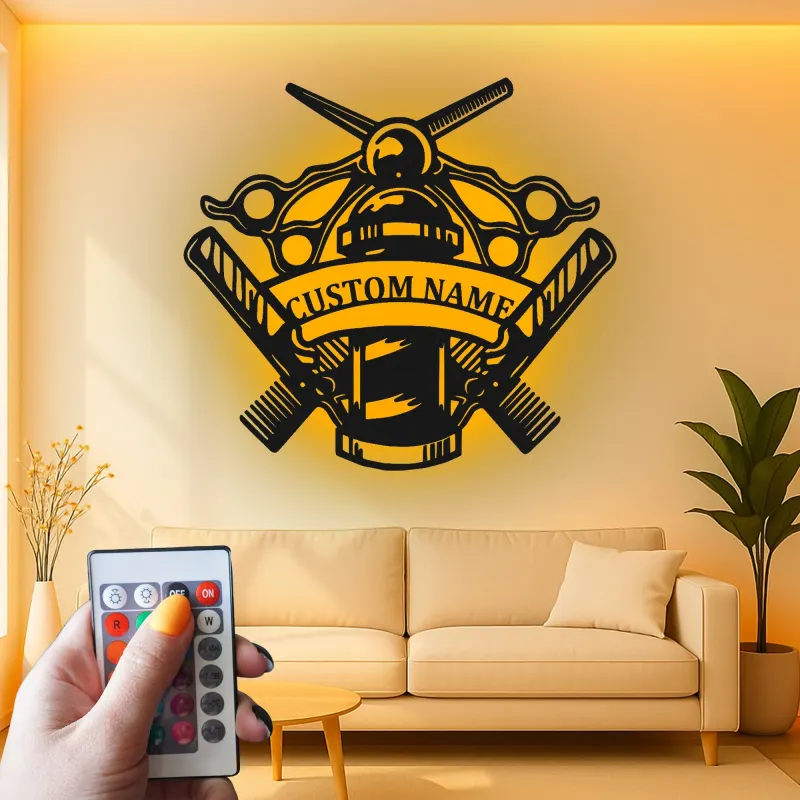 Insegna in metallo LED per Barber Shop Personalizzata Regalo per Barbieri Decorazione per Salone
