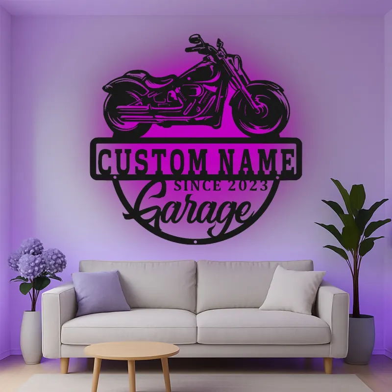 Décoration murale en métal LED personnalisée pour moto, cadeau de garage pour lui, décoration de man cave 1
