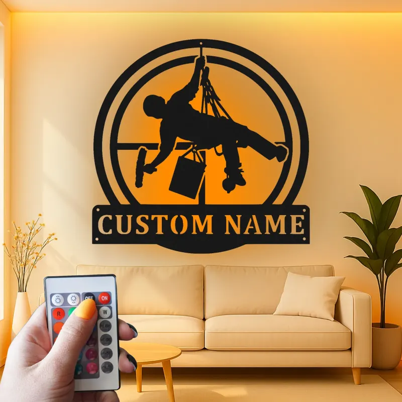 Cartel de metal LED personalizado para limpiadores de ventanas, regalo único para limpiadores, decoración de oficina o taller