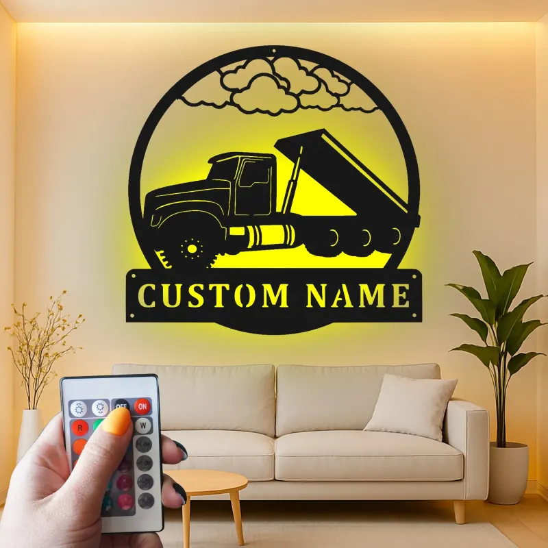 Cartel de metal LED de camión volquete personalizado, regalo para entusiastas de camiones, decoración para garaje u oficina