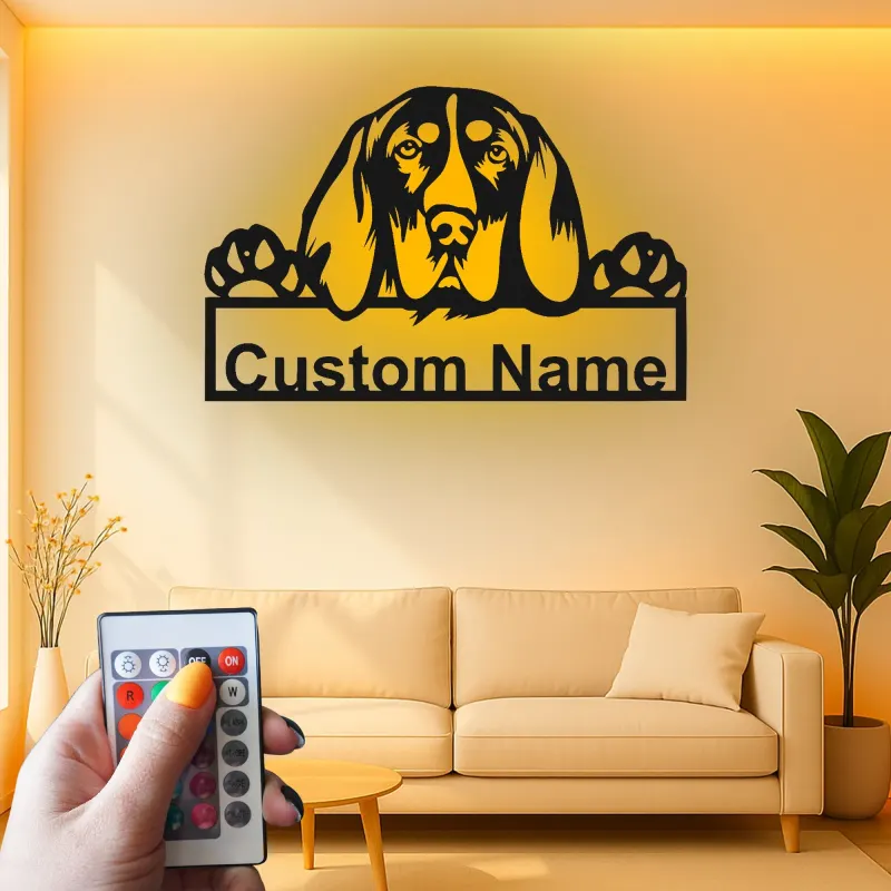 Cartel de metal LED de raza de perro personalizado Regalo para dueños de mascotas Decoración para salón o entrada 3