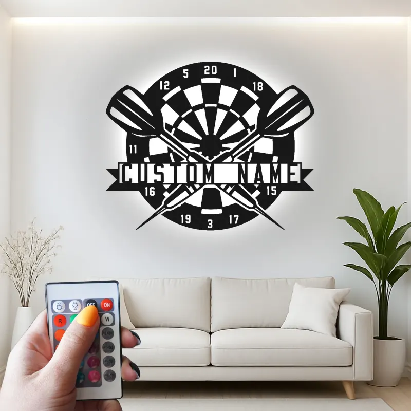 Insegna in metallo LED personalizzata per dartboard regalo per giocatori di freccette decorazione per sala giochi 1