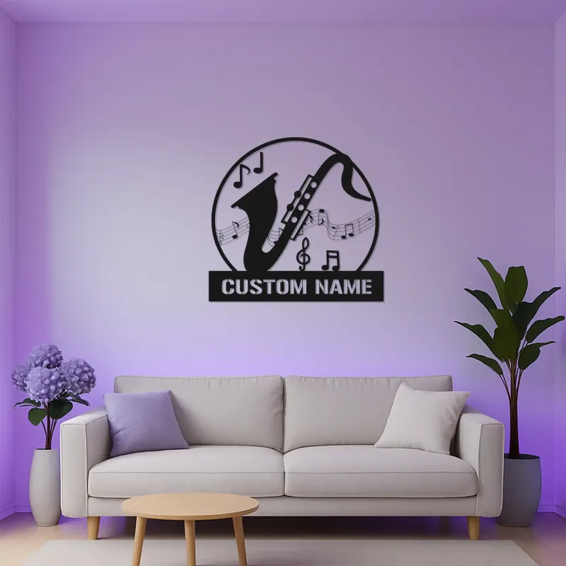 Panneau LED Saxophone Personnalisé | Décoration Murale en Métal Personnalisée | Cadeau pour Musicien de Jazz, Décor de Salle de Musique, Boîte Lumineuse de Studio