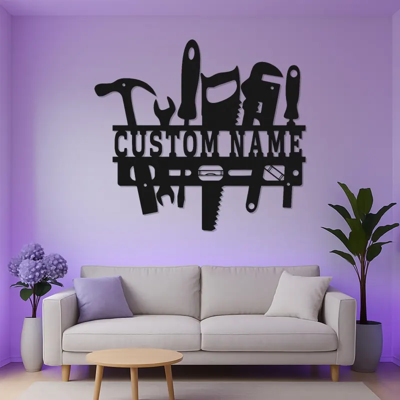 Custom Handyman Tools Sign | LED Metal Wall Art | Personalized Carpenter Workshop Decor | Industrial Garage Plaque