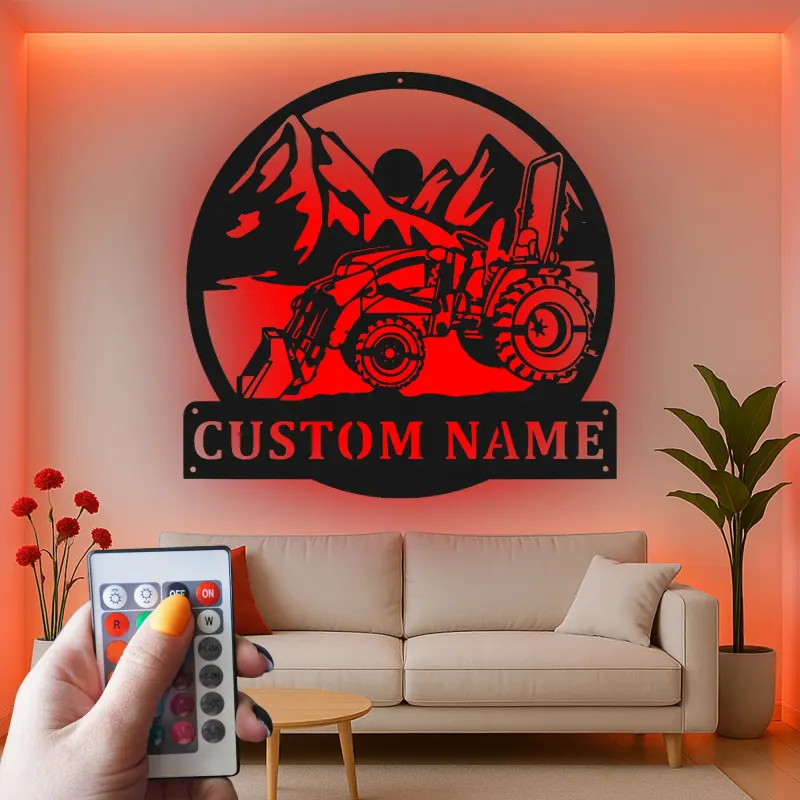 Custom Tractor Led Light Metal Wall Art Personalized Farmer Gift Rustic Farmhouse Decor