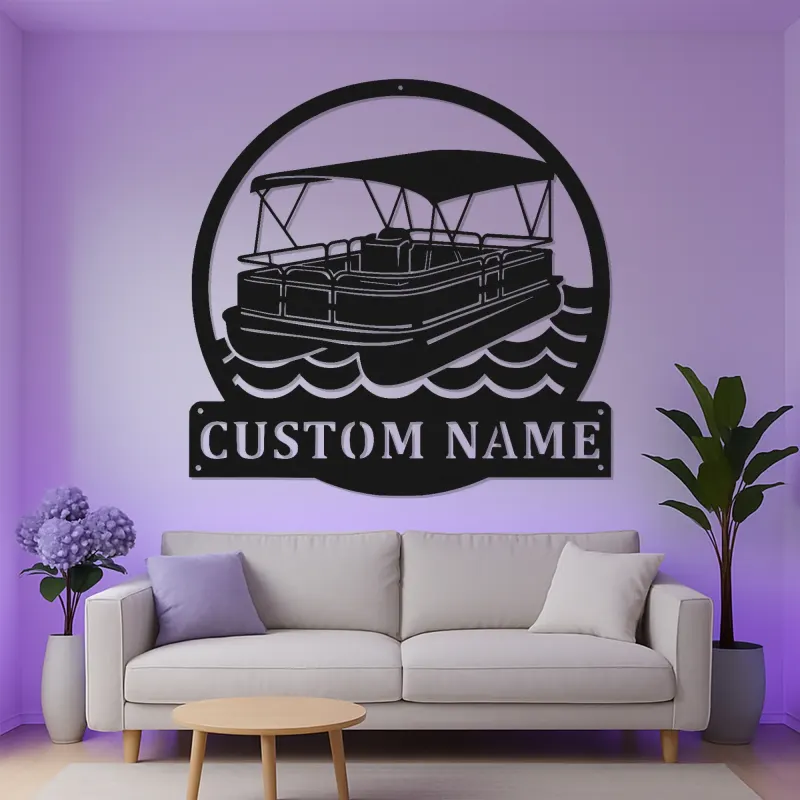 Insegna LED Personalizzata per Barca Pontoon | Arte Murale in Metallo Personalizzata | Decorazione Nautica per Casa al Lago per Naviganti