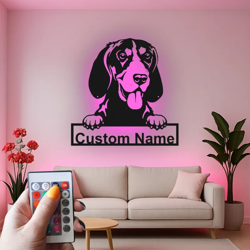 Custom Beagle Led Light Metal Wall Art Personalized Dog Lover Gift Living Room Pet Decor 3