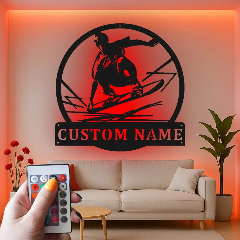 Lumière personnalisée pour skateur | Décoration murale en métal avec nom personnalisé | Cadeau de skateboard pour la décoration de chambre d'ado