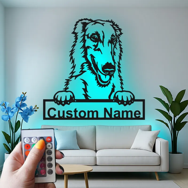 Décoration murale en métal personnalisée avec rétroéclairage pour Collie