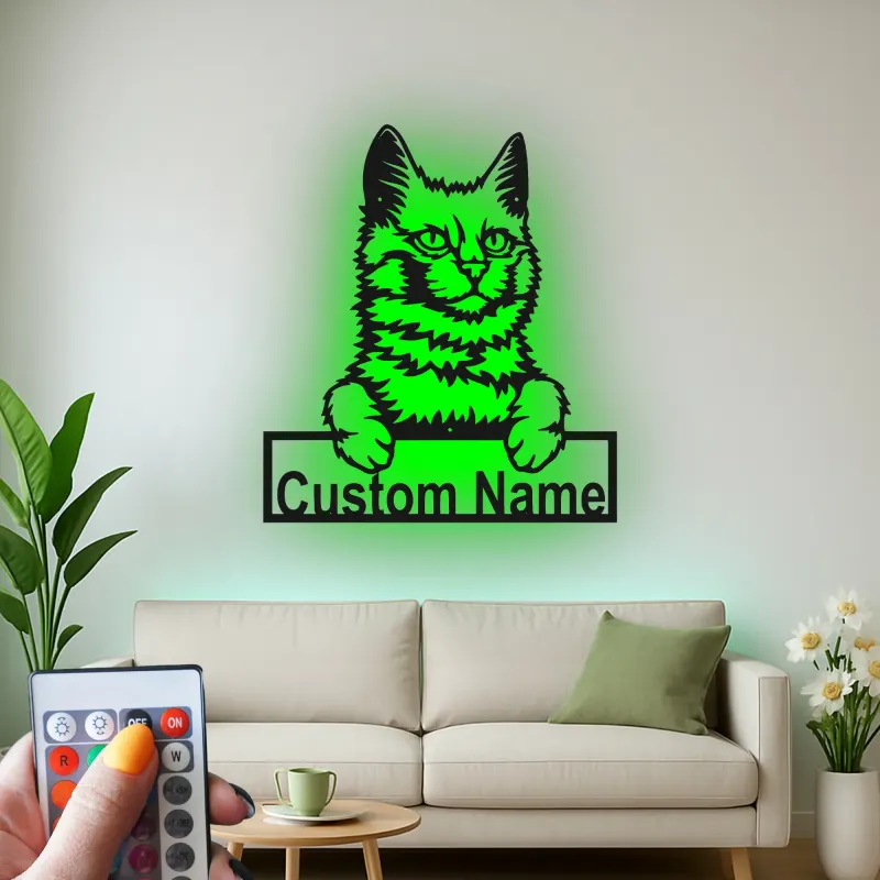 Décoration murale en métal personnalisée avec lumière LED pour les amoureux des animaux