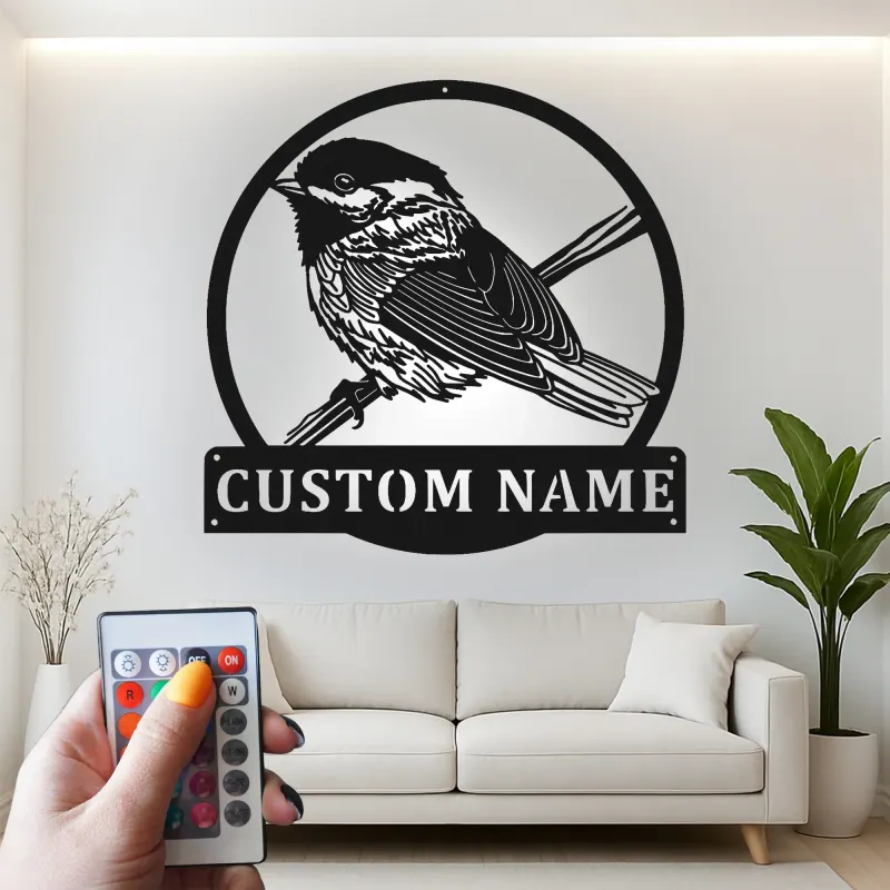 Personalisierte Vogel LED-Beleuchtung Metall-Wandkunst Geschenk für Naturliebhaber Schlafzimmer oder Wohnzimmer Dekor 1