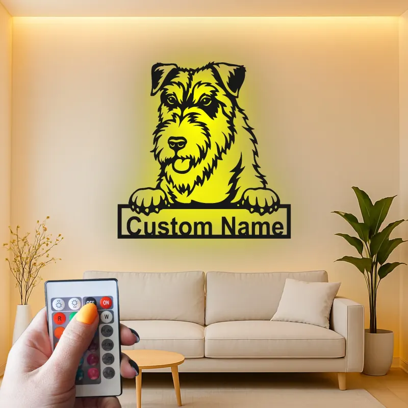 Insegna in metallo LED personalizzata Schnauzer regalo per amanti dei cani decorazione per soggiorno