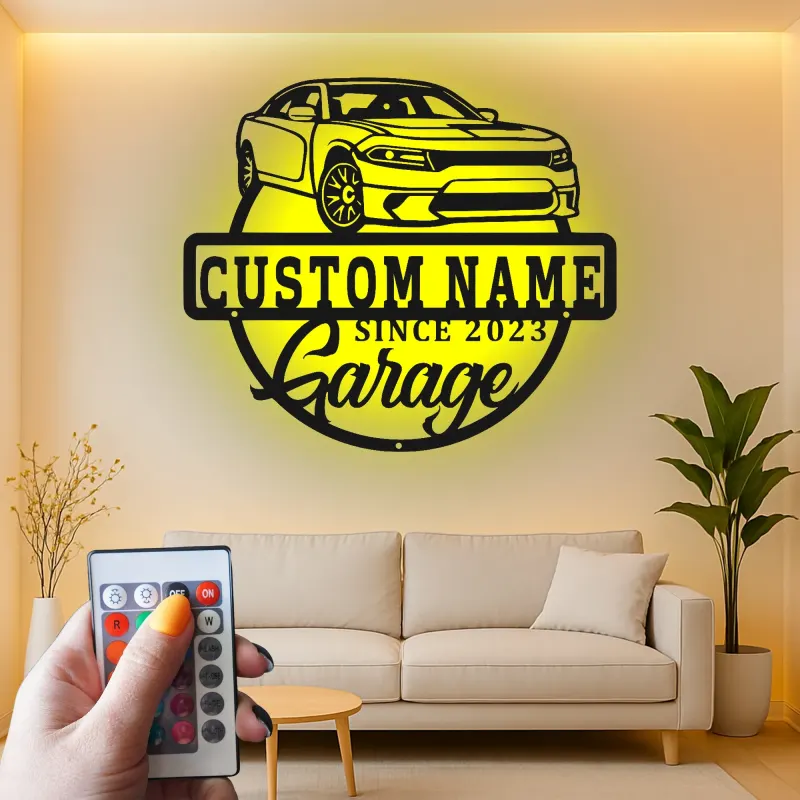 Custom LED Garage Sign | Personalized Metal Car Art | Man Cave Automotive Decor | Gift for Car Enthusiast