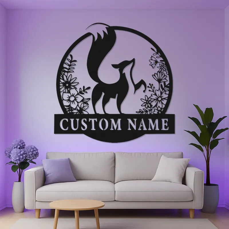 Panneau renard personnalisé avec LED | Décoration murale en métal sur mesure pour chambre de bébé | Décor animalier de la forêt | Cadeau pour amoureux de la nature
