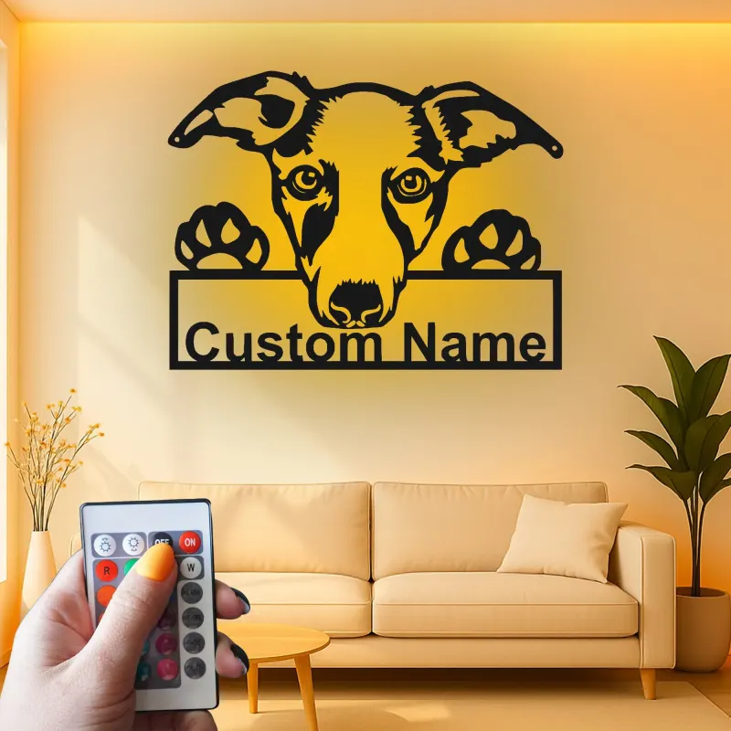 Cartel de metal LED de raza de perro personalizado Regalo para dueños de mascotas Decoración para salón o entrada 1