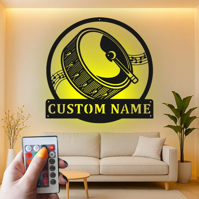 Cartel de metal LED de batería Regalo para músico con nombre personalizado Decoración de sala de música