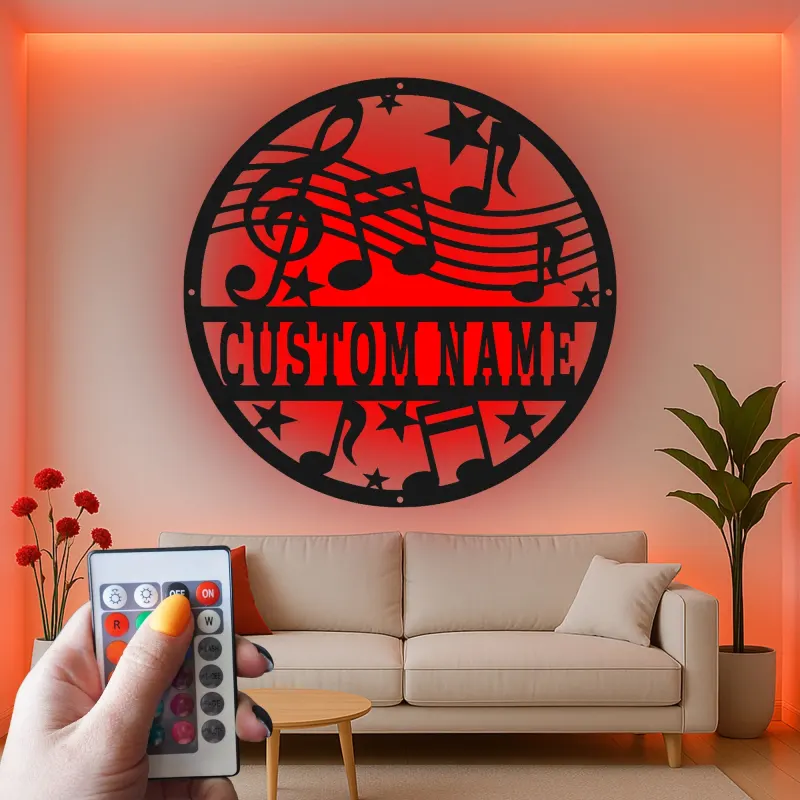 Insegna LED per Note Musicali Personalizzata | Arte in Metallo per Decorazione Studio | Regalo per Musicista Chiave di Violino