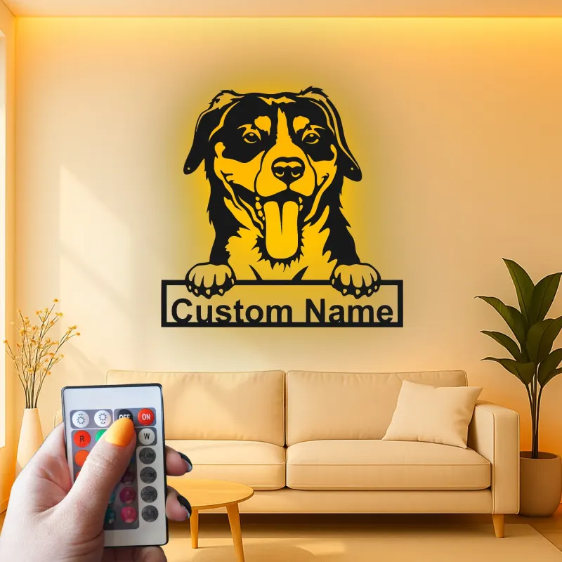 Cartel de metal LED personalizado para perros, regalo para amantes de mascotas, decoración de salón para mamás de perros