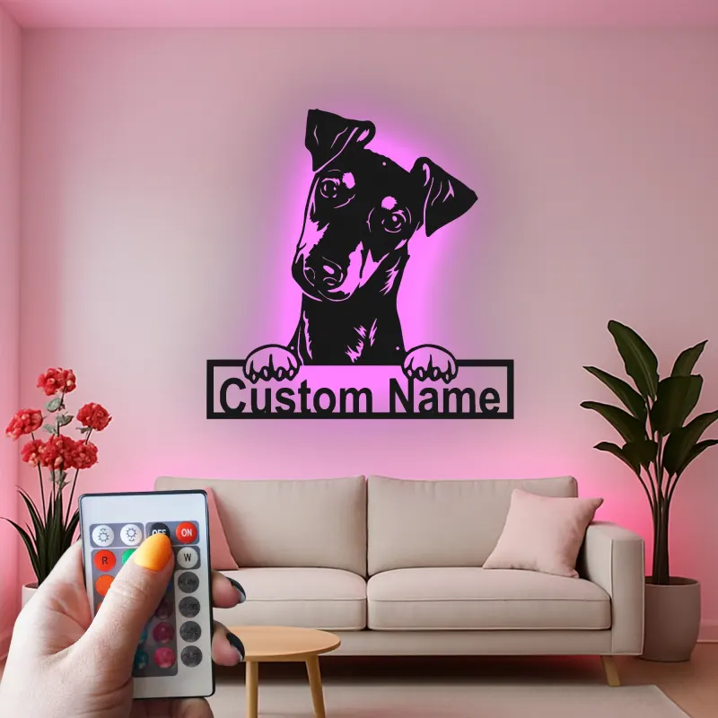 Cartel de metal LED personalizado para perros, regalo para amantes de mascotas, decoración para salones de padres de perros