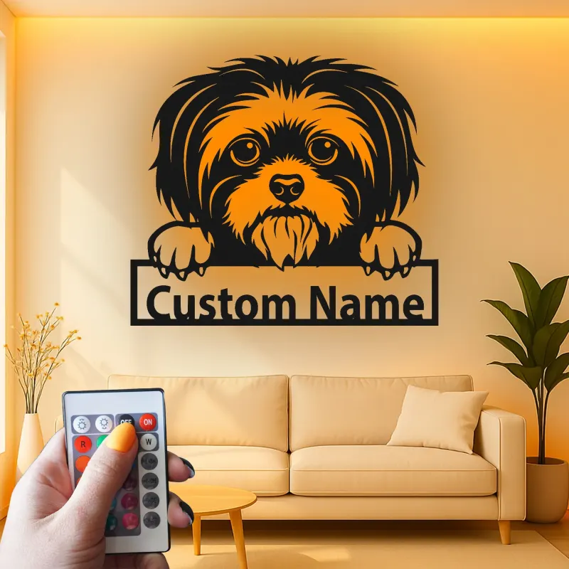 Décoration murale en métal LED personnalisée Shih Tzu - Cadeau pour maman chien - Décor pour salon