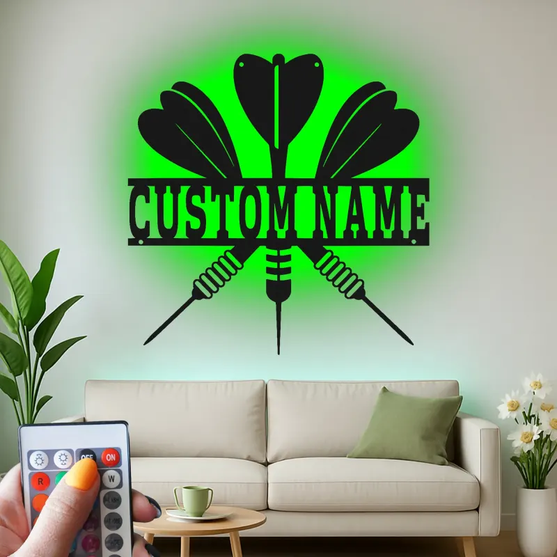 Insegna in metallo LED personalizzata per dartboard regalo per appassionati di freccette decorazione per sala giochi