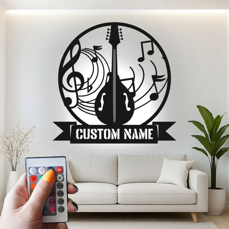 Custom Guitar LED Sign | Personalized Metal Wall Art for Music Room | Musician Name Plaque with Lights