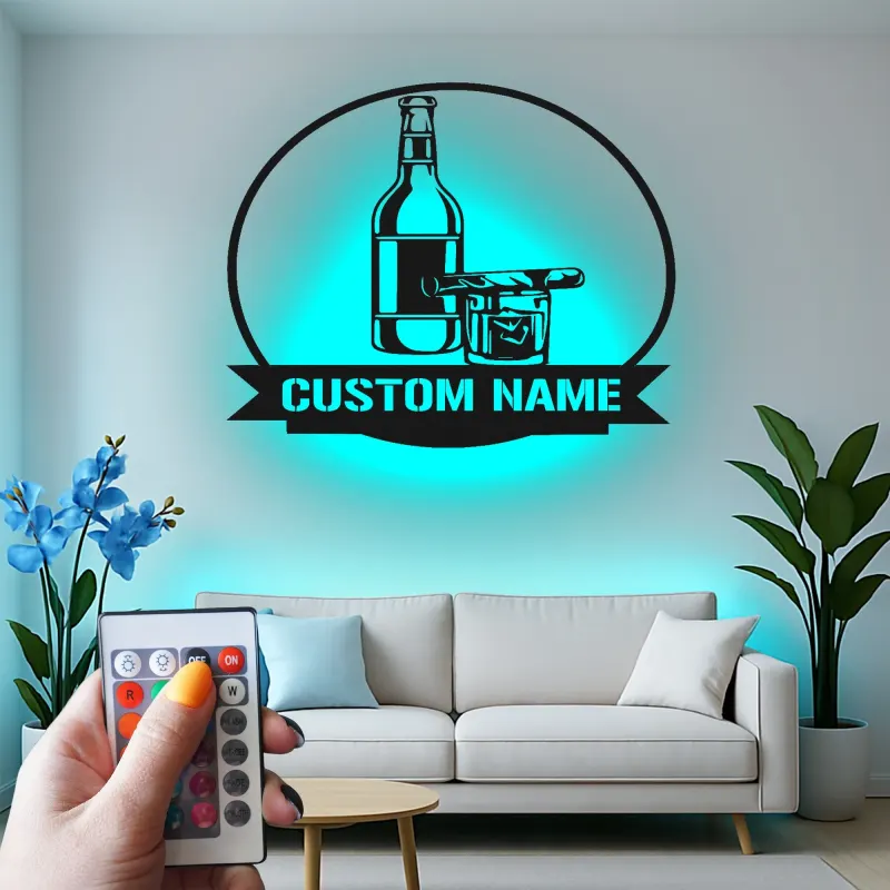 Cartel de metal LED de bar personalizado, regalo para entusiastas de bares en casa, decoración para man cave