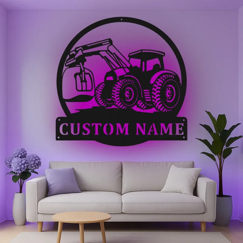 Custom Tractor Led Light Metal Wall Art Personalized Farmer Gift Rustic Farmhouse Decor for Home