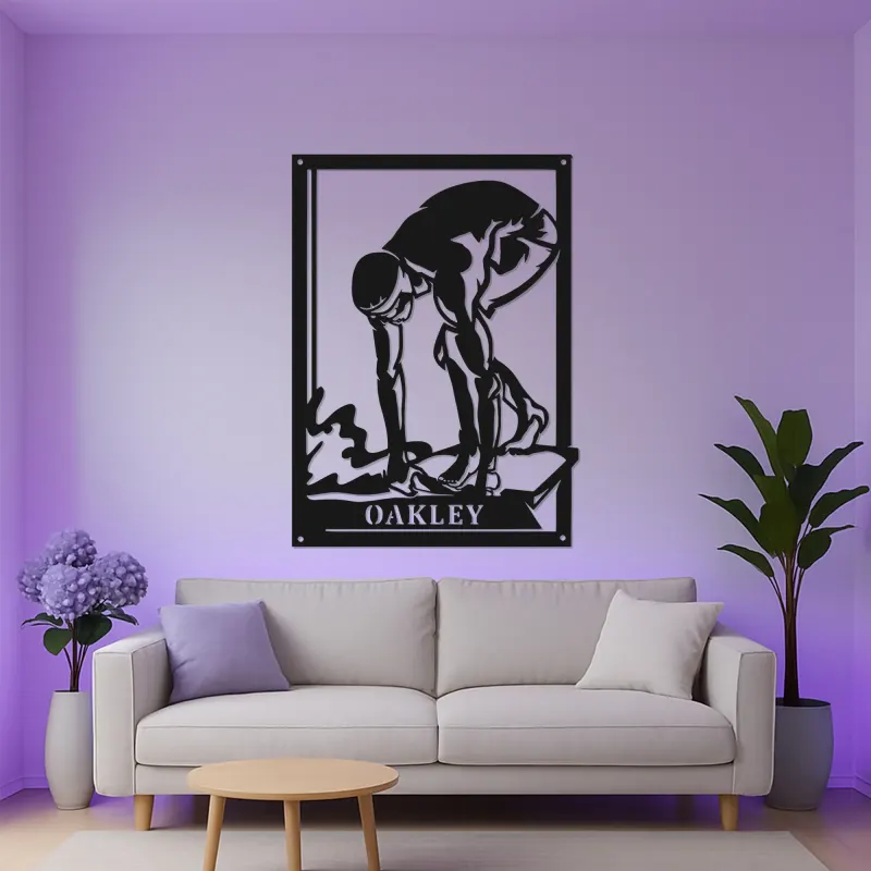 Insegna in metallo LED personalizzata per nuotatore | Arte murale personalizzata per atleta | Regalo per allenatore di nuoto | Decorazione acquatica moderna