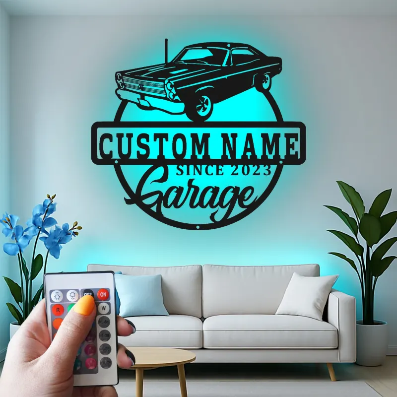Custom Classic Car Led Light Metal Wall Art Personalized Garage Gift for Him Man Cave Decor 4