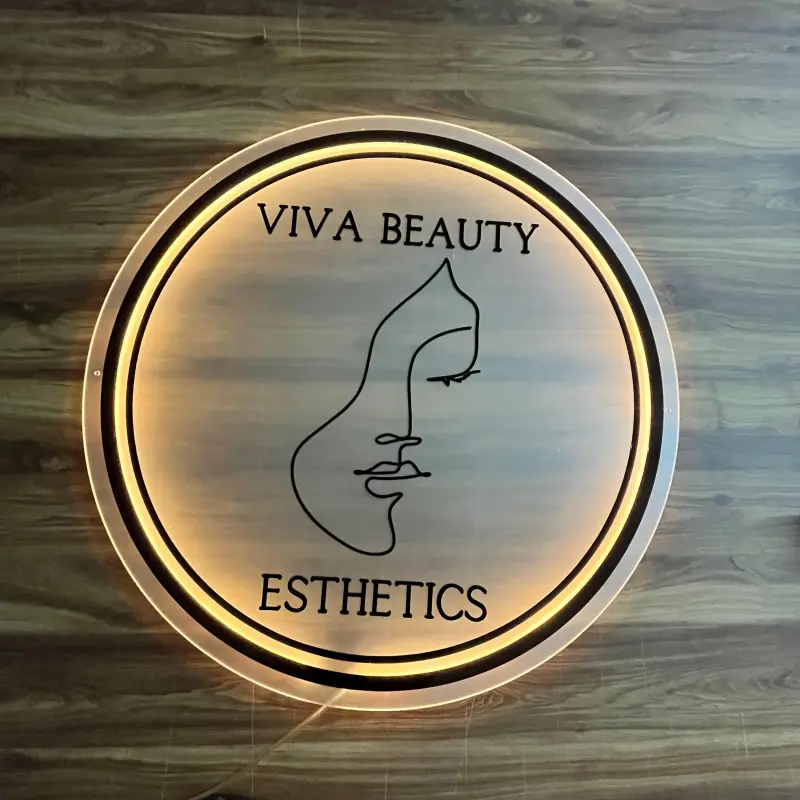 Personalisiertes LED-Neon-Schild | Frosted Acrylic Gold Mirror Geschäftsdécor | Premium Salon- & Büroschilder
