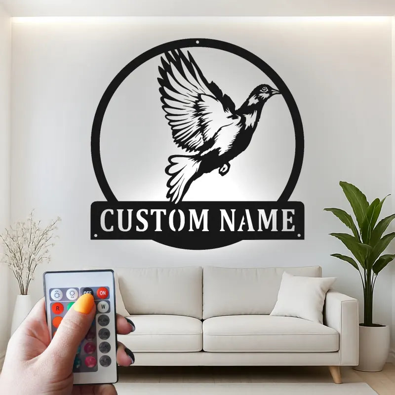 Personalisierte Vogel-Silhouette LED-beleuchtetes Metallschild Geschenk für Naturliebhaber Wohn- oder Garten-Dekor