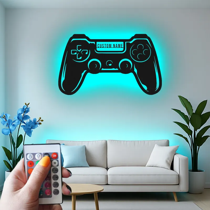 Gamer-Tag LED-Schild | Individuelle Controller Metall-Wandkunst | Personalisierte Gaming-Raum-Dekoration | Teen Geschenk