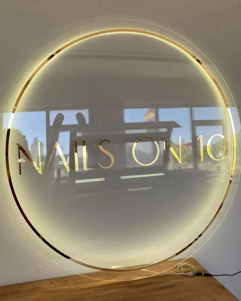 Custom LED Backlit Round Acrylic Business Sign | Personalized 3D Logo | Premium Office & Salon Wall Decor