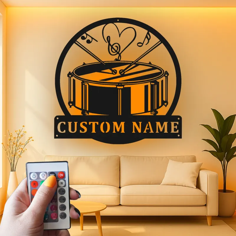 Cartel de metal LED de batería personalizado Regalo para amantes de la música Decoración de sala de ensayo o estudio