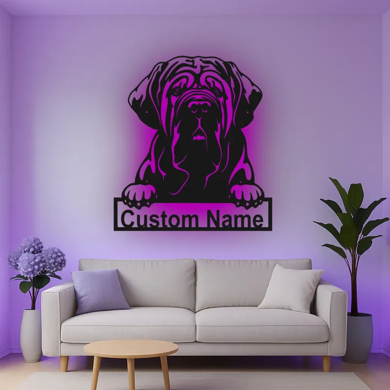 Custom Mastiff Led Light Metal Wall Art Personalized Dog Lover Gift Living Room Pet Decor 5