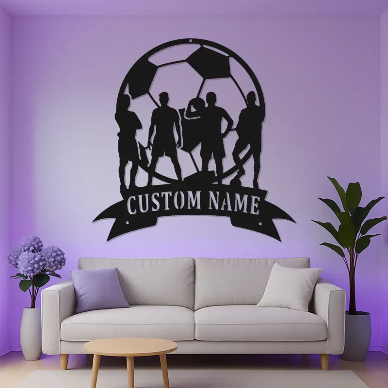 Personalized Soccer Team Metal Sign | Custom LED Wall Art for Athlete Room | Game Room Sports Decor Gift